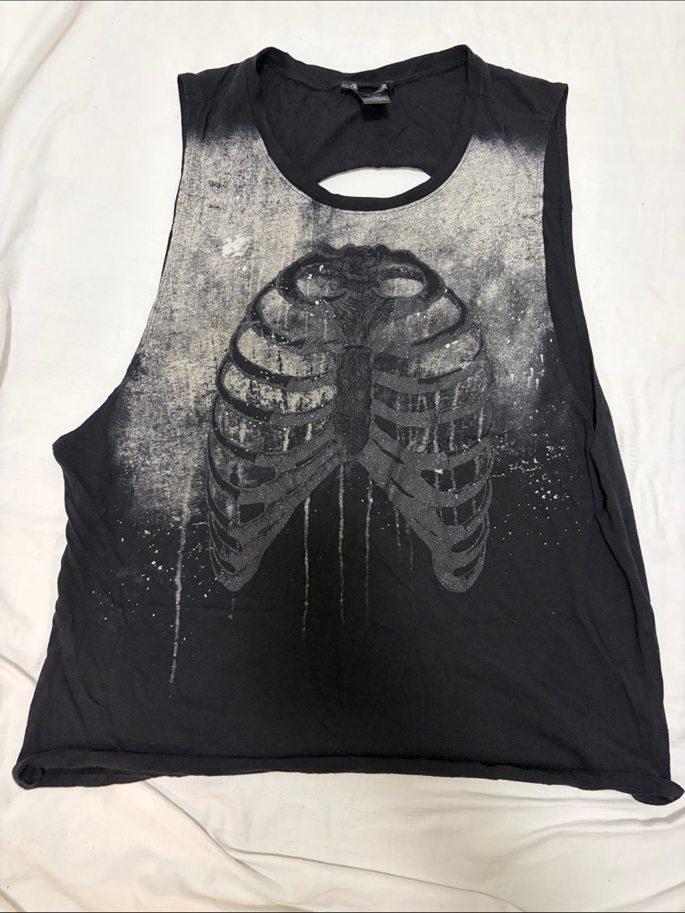 Midnight Hour black glitter ribcage tank